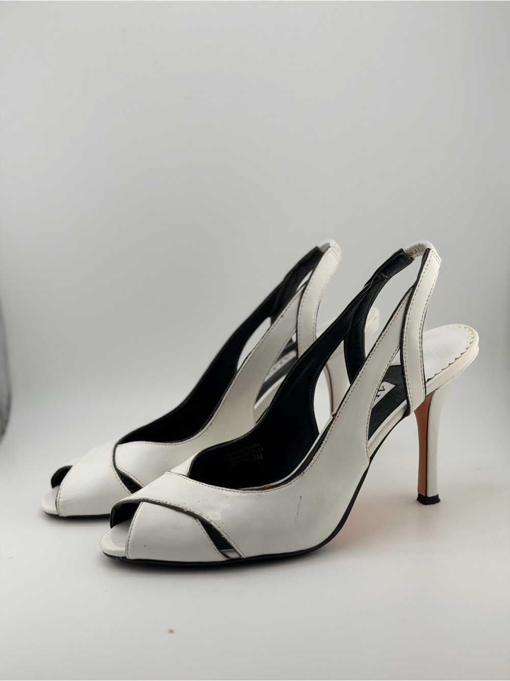 Alfani Charity White Peep-Toe Slingback Heels Size 7M